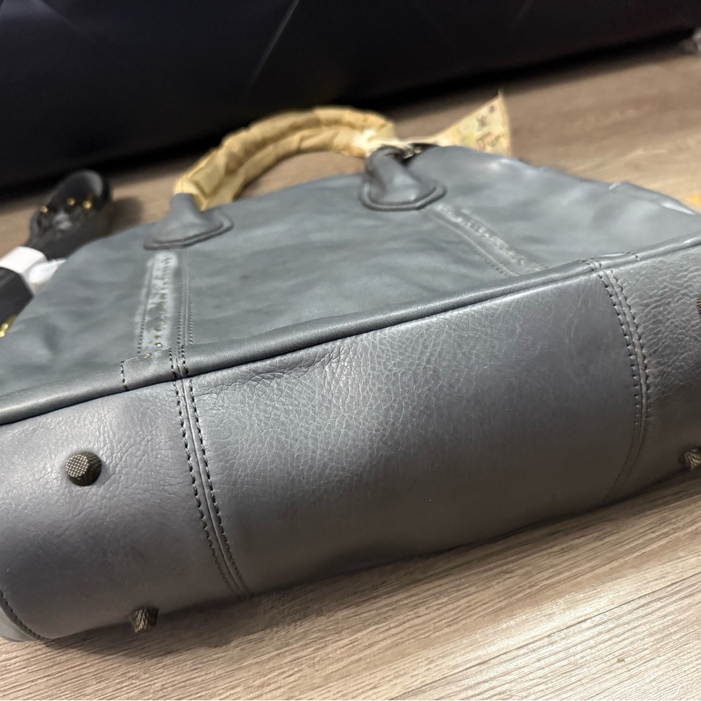 Modern Vintage Charcoal Leather Satchel - Picture 2 of 8
